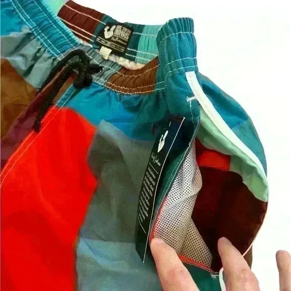 Rowdy Gentleman Block Parties Swim Trunks in Blue, NWT, Size Large - Picture 5 of 12